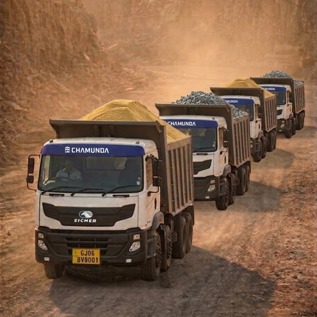 dump trucks transporting sand in Vadodara